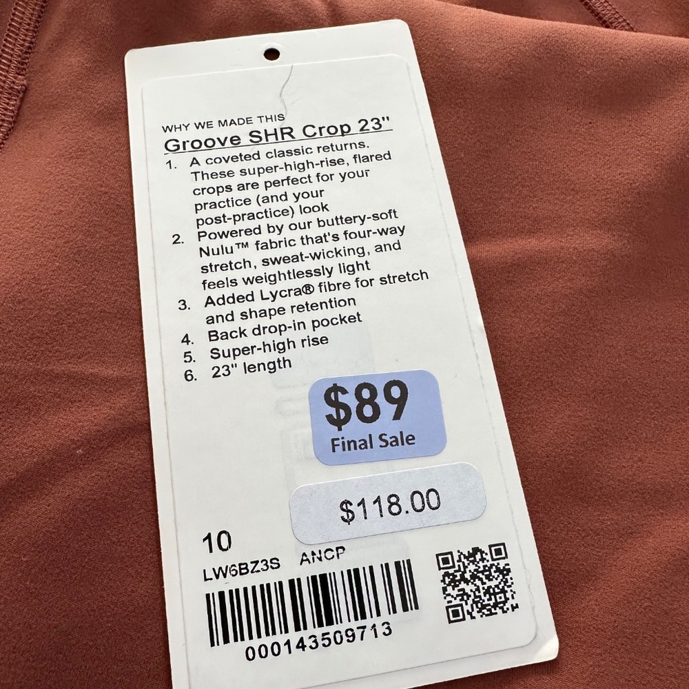 Lululemon Groove SHR Crop 23" Antique Copper - Picture 5 of 5